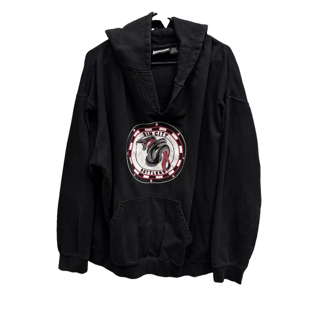 Pennant Sportswear Men 3XL Hoodie Black Pocket Graphic Sin City Rattlers V Neck